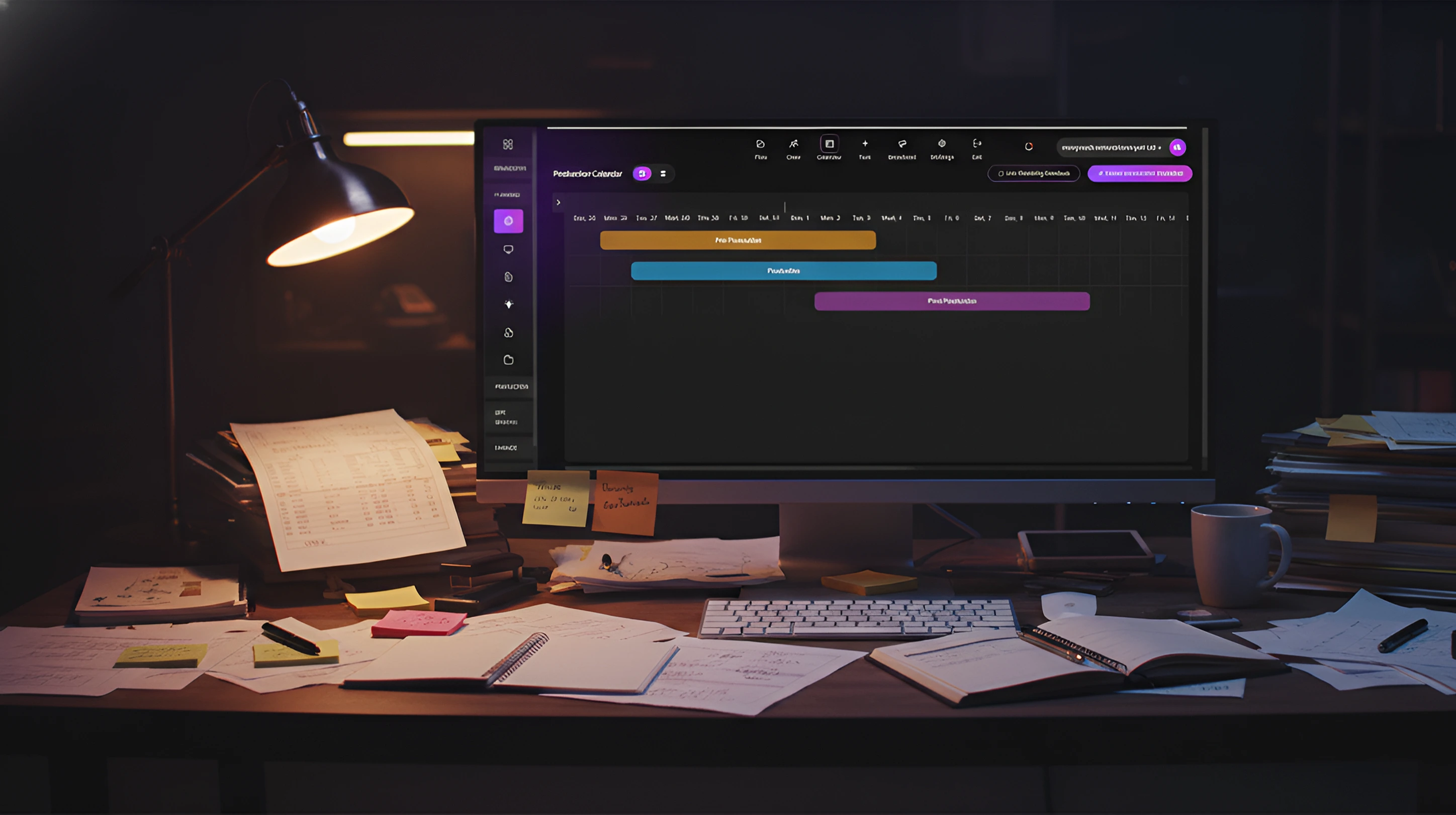 Film production project management dashboard