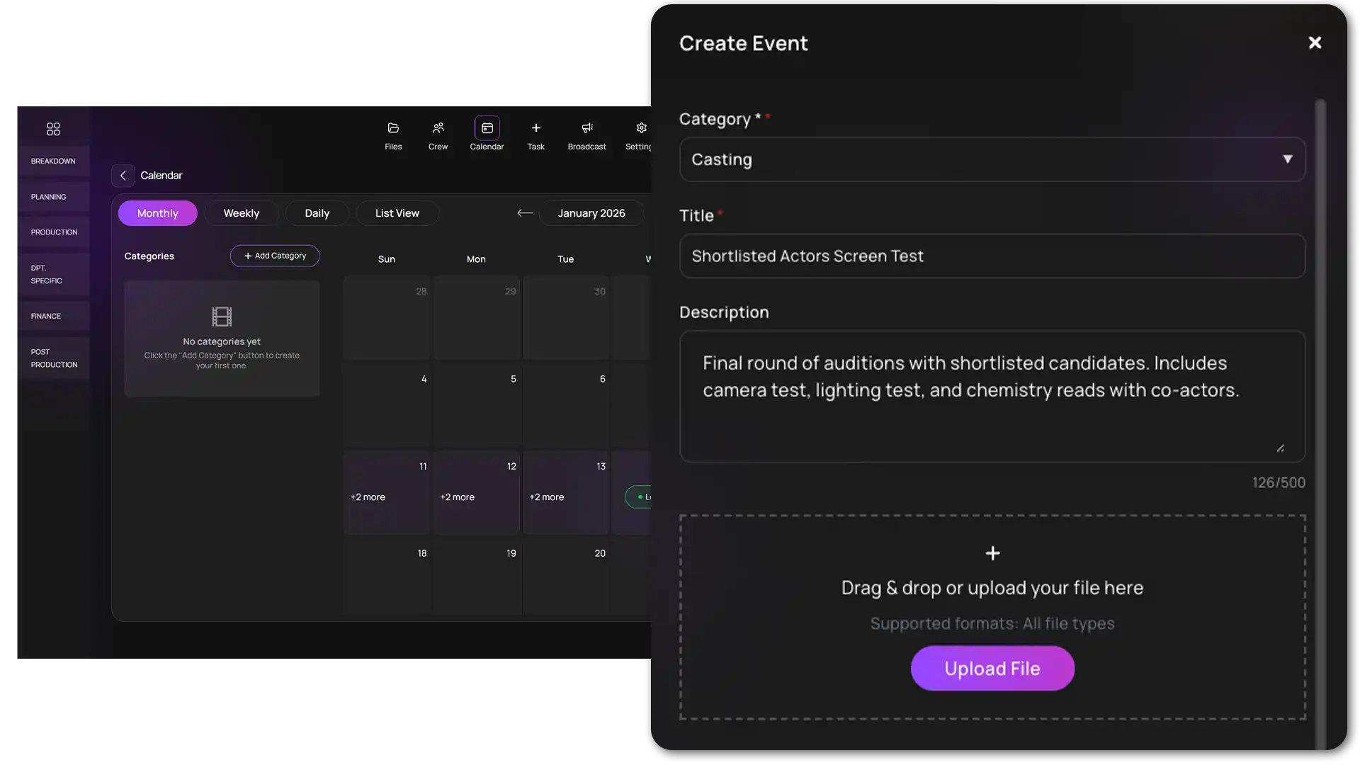 Calendar benefits for production teams