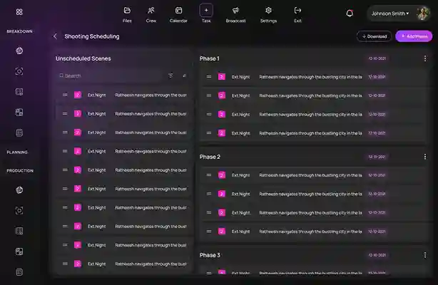 Visual Take AI-powered pre-production planning interface